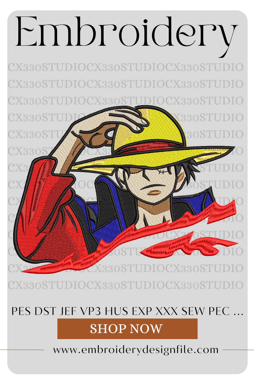 Monkey D. Luffy one piece embroidery design file
