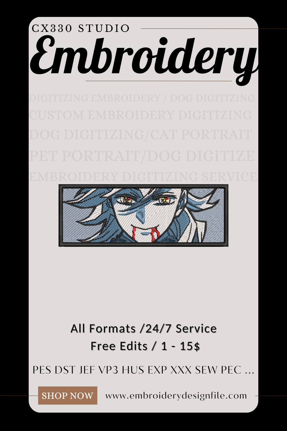 Douma Demon Slayer Kimetsu no Yaiba embroidery design file