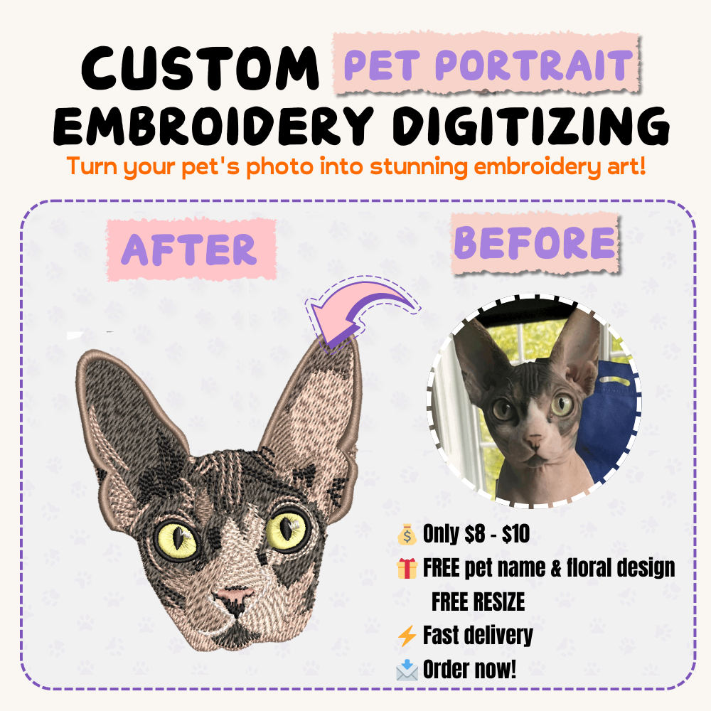 Custom dog embroidery design - personalized pet memorial gift (Only $8)