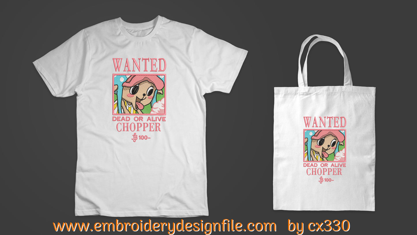 Chopper Wanted One Piece Embroidery Design | Embroidery File