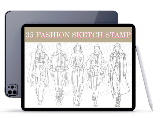 Fashion Sketch Stamp Procreate, Brush procreate , Fashion Girls Stamp Brushes for Procreate