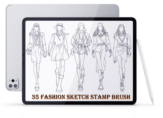 Fashion Sketch Stamp Procreate, Fashion Girls Stamp Brushes for Procreate