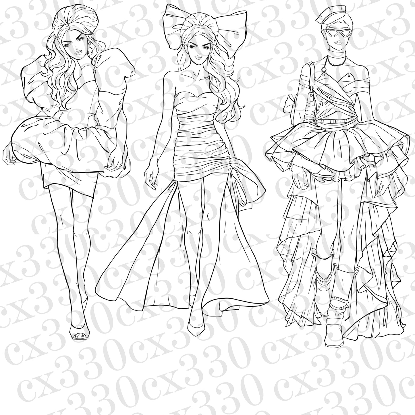 Fashion Sketch Stamp Procreate, Fashion Girls Stamp Brushes for Procreate