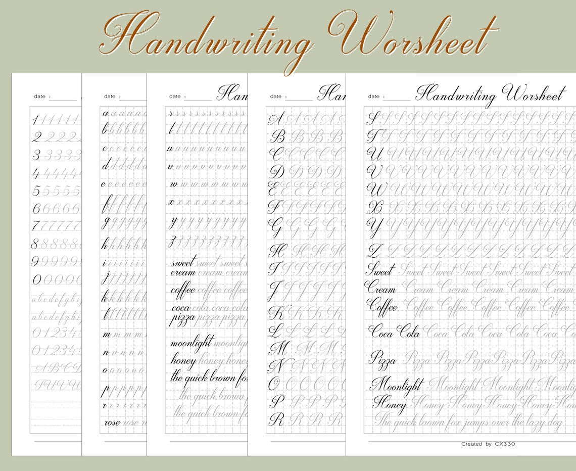 z 365 page Handlettering Practice Sheets - SALE OFF 95% - 1.2$