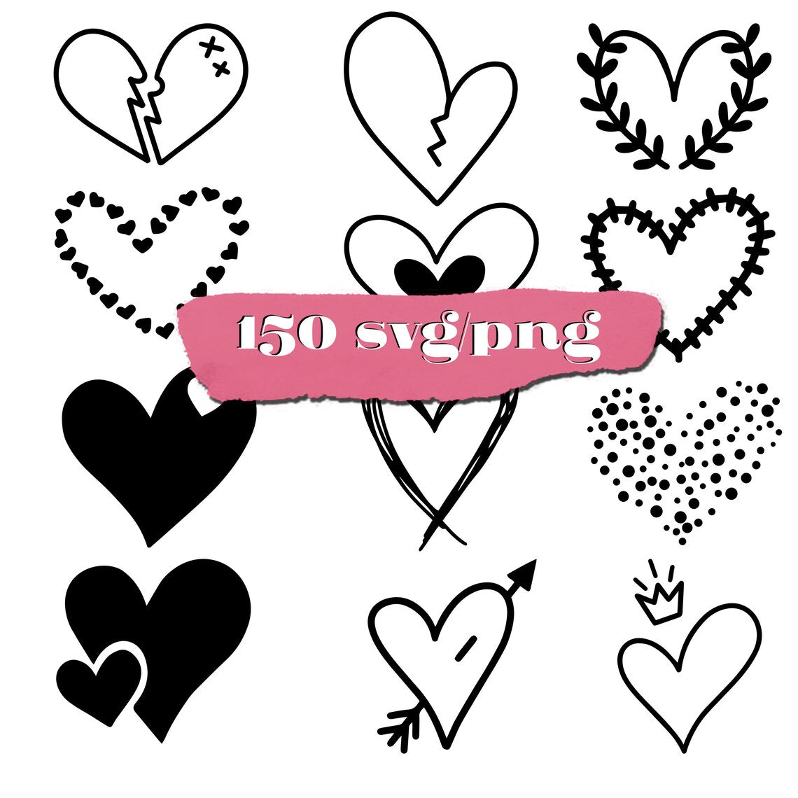 Svg heart, leaves, borders, wreath cricut