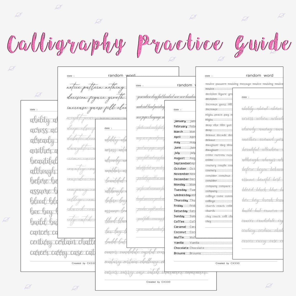 z 365 page Handlettering Practice Sheets - SALE OFF 95% - 1.2$