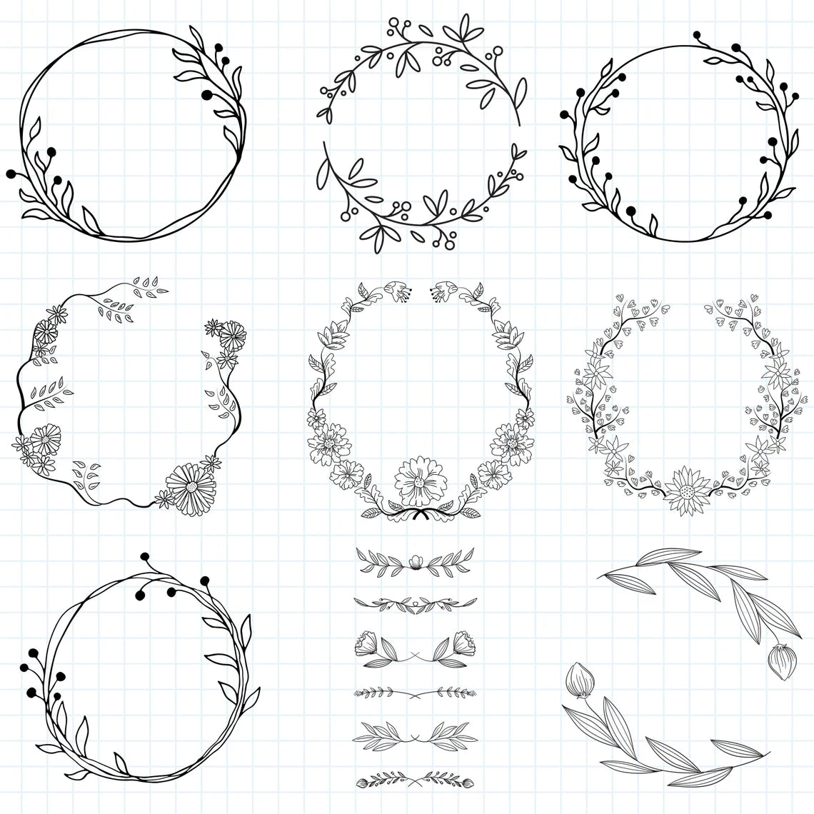Flower Wreath Svg, Circle Border Svg