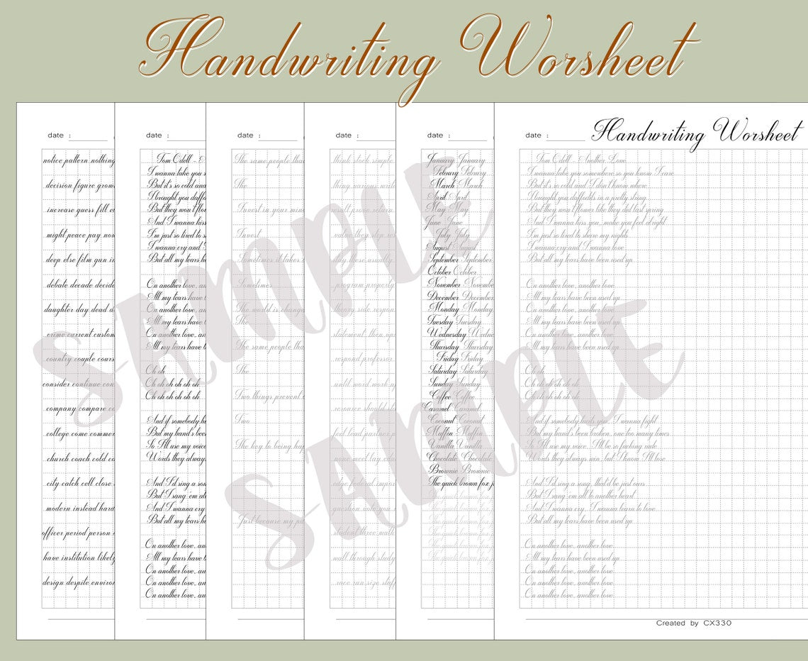 z 365 page Handlettering Practice Sheets - SALE OFF 95% - 1.2$