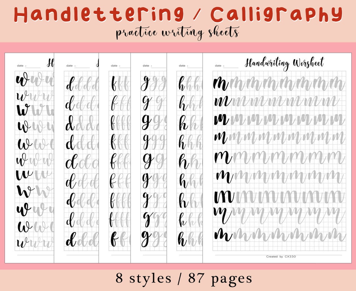 z 365 page Handlettering Practice Sheets - SALE OFF 95% - 1.2$