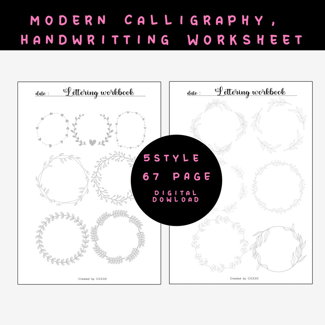 z 365 page Handlettering Practice Sheets - SALE OFF 95% - 1.2$